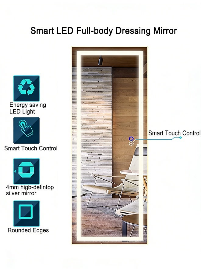 Wall-Mounted Full-Length Mirror with LED Lights and Lock, Large-Capacity Storage Dressing Mirror, Makeup Mirror with Hidden Storage Compartment, Suitable for Bedroom, Bathroom, Dressing Room - Image 4